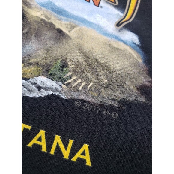 Harley Davidson Montana T-Shirt Skull Blind Cold Shoulder V-Neck Black Large - Picture 5 of 8